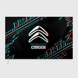Флаг 3D Значок Citroen в стиле glitch на темном фоне