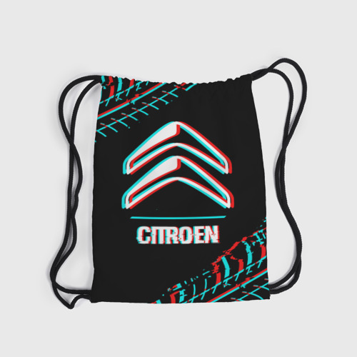 Рюкзак-мешок 3D Значок Citroen в стиле glitch на темном фоне - фото 6