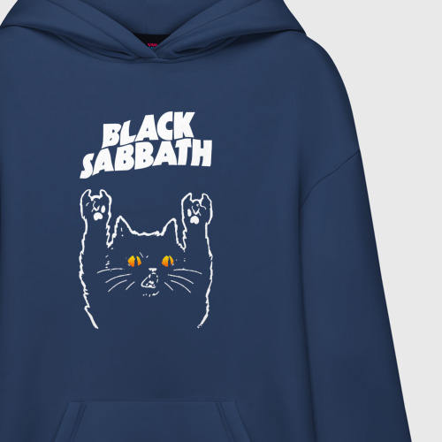 Худи SuperOversize хлопок Black Sabbath rock cat, цвет темно-синий - фото 3