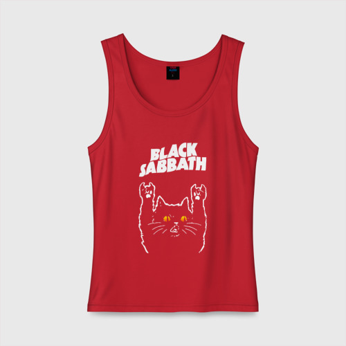 Женская майка хлопок Black Sabbath rock cat, цвет красный