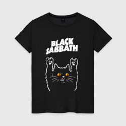 Женская футболка хлопок Black Sabbath rock cat