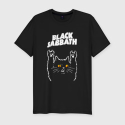 Мужская футболка хлопок Slim Black Sabbath rock cat