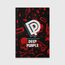 Обложка для паспорта матовая кожа Deep Purple rock glitch