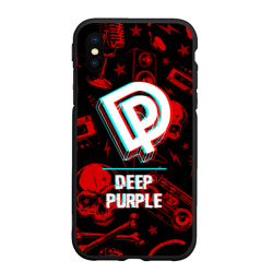 Чехол для iPhone XS Max матовый Deep Purple rock glitch