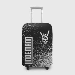 Чехол для чемодана 3D Lindemann и рок символ на темном фоне