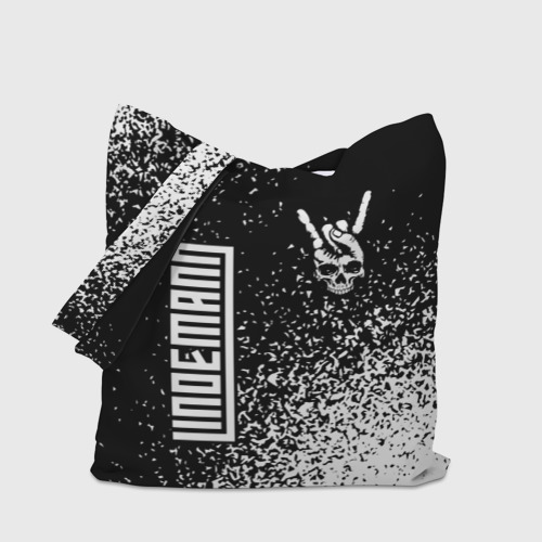 Шоппер 3D с принтом Lindemann и рок символ на темном фоне, вид сбоку #3