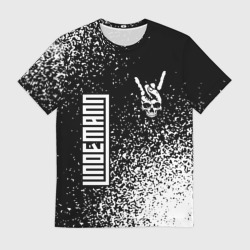 Мужская футболка 3D Lindemann и рок символ на темном фоне