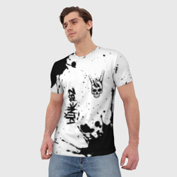 Мужская футболка 3D Blink 182 и рок символ на светлом фоне - фото 2