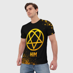 Мужская футболка 3D HIM - gold gradient - фото 2