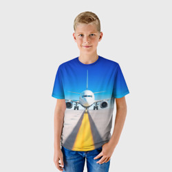 Детская футболка 3D Самолёт на взлётной полосе - фото 2
