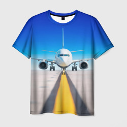 Мужская футболка 3D Самолёт на взлётной полосе