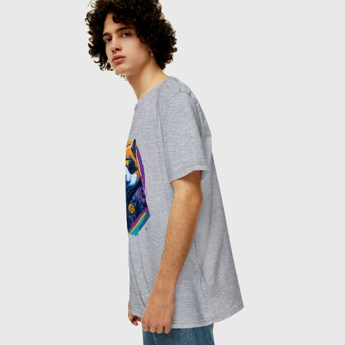 Мужская футболка хлопок Oversize с принтом Крипто хомяк, вид сбоку #3