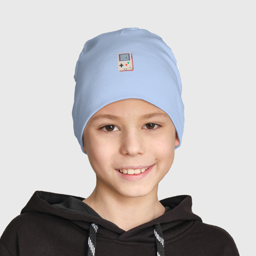 Детская шапка демисезонная Игровая консоль Геймбой, цвет мягкое небо - фото 3