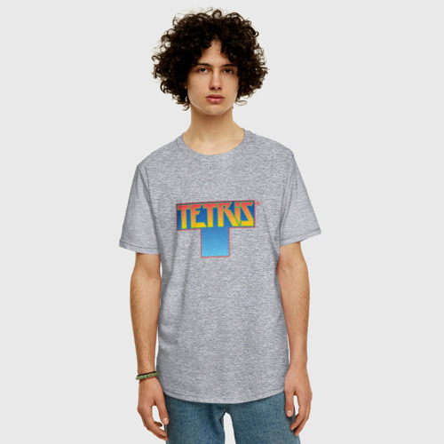 Мужская футболка хлопок Oversize с принтом Логотип Тетрис, фото на моделе #1