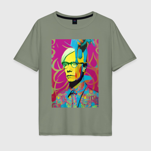 Мужская футболка хлопок Oversize Andy Warhol - pop art, цвет авокадо