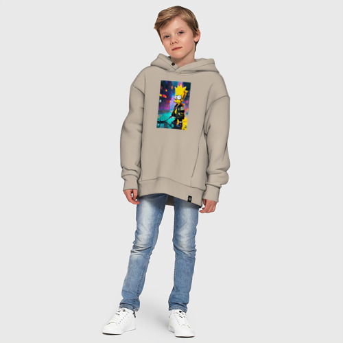 Детское худи Oversize хлопок Bart Simpson - urban fantasy, цвет миндальный - фото 11