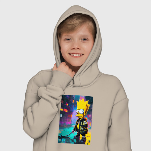 Детское худи Oversize хлопок Bart Simpson - urban fantasy, цвет миндальный - фото 12