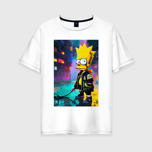 Женская футболка хлопок Oversize Bart Simpson - urban fantasy, цвет белый