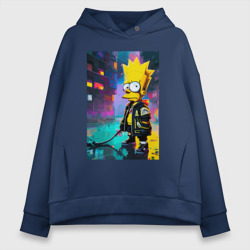 Женское худи Oversize хлопок Bart Simpson - urban fantasy