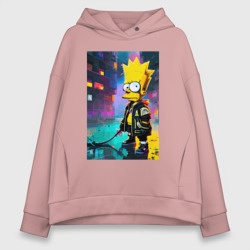 Женское худи Oversize хлопок Bart Simpson - urban fantasy