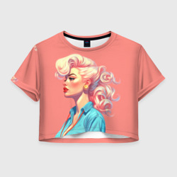 Женская футболка Crop-top 3D Блондинка пин-ап