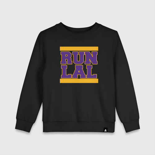 Детский свитшот хлопок с принтом Run Lakers, вид спереди #2