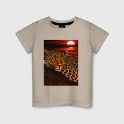 Детская футболка хлопок Ягуар на закате