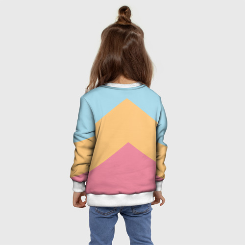 Детский свитшот 3D Девушка пин-ап: голубые, розовые, желтые полосы, цвет 3D печать - фото 8