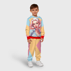 Детский костюм с толстовкой 3D Девушка пин-ап: голубые, розовые, желтые полосы - фото 2