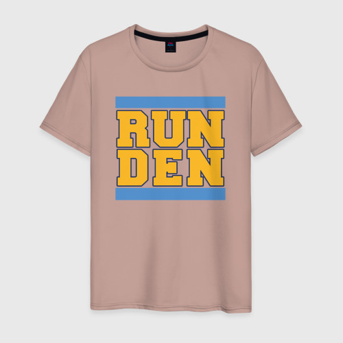 Мужская футболка хлопок с принтом Run Denver Nuggets, вид спереди #2