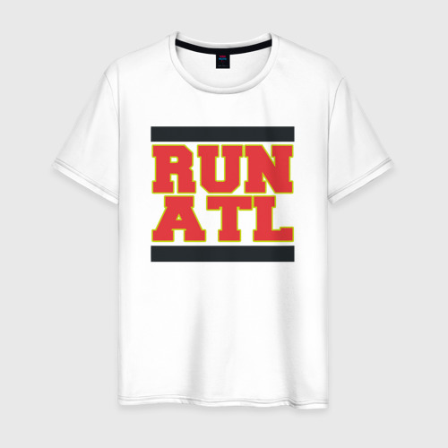 Мужская футболка из хлопка с принтом Run Atlanta Hawks, вид спереди №1