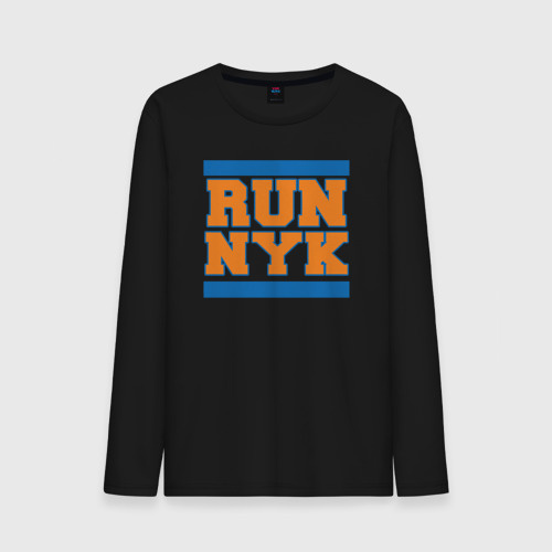 Мужской лонгслив хлопок Run New York Knicks, цвет черный