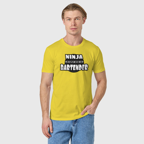 Мужская футболка хлопок Ниндзя бармен, цвет желтый - фото 3