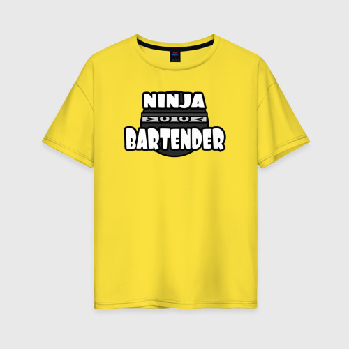 Женская футболка хлопок Oversize с принтом Ниндзя бармен, вид спереди #2