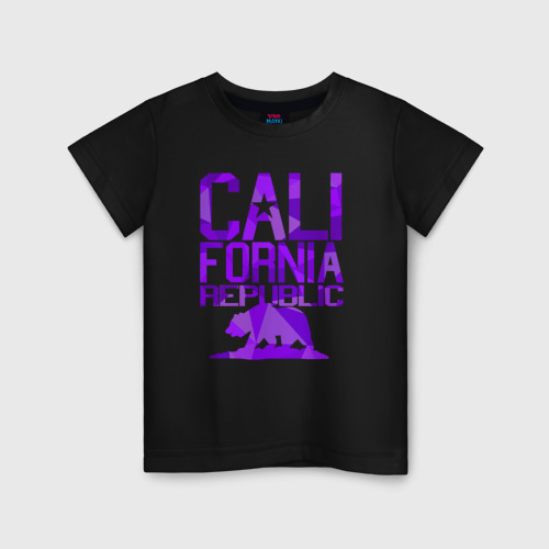 Детская футболка хлопок с принтом Штат Калифорния, вид спереди #2