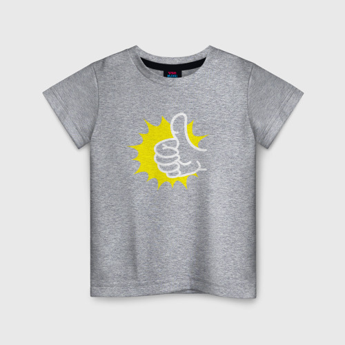 Детская футболка хлопок с принтом Палец вверх лайк, вид спереди #2