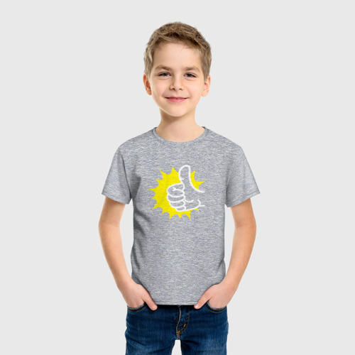 Детская футболка хлопок с принтом Палец вверх лайк, фото на моделе #1