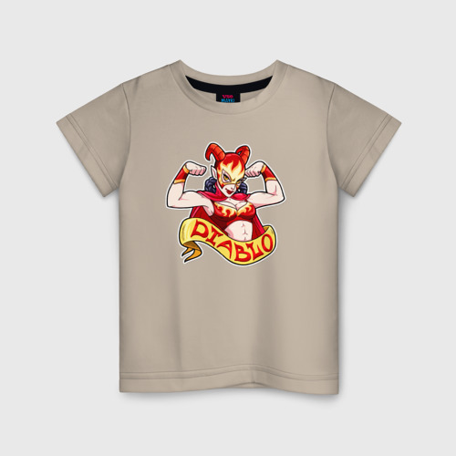 Детская футболка хлопок с принтом Дьяволица боец лучадор Луча Либре, вид спереди #2