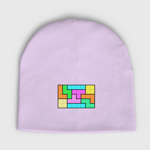 Детская шапка демисезонная Сложенные блоки Тетриса, цвет лаванда