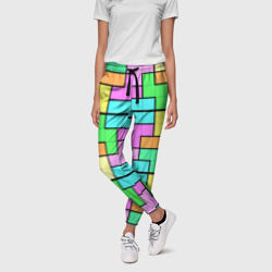 Женские брюки 3D Стена из блоков тетриса - фото 2
