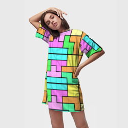 Платье-футболка 3D Стена из блоков тетриса - фото 2