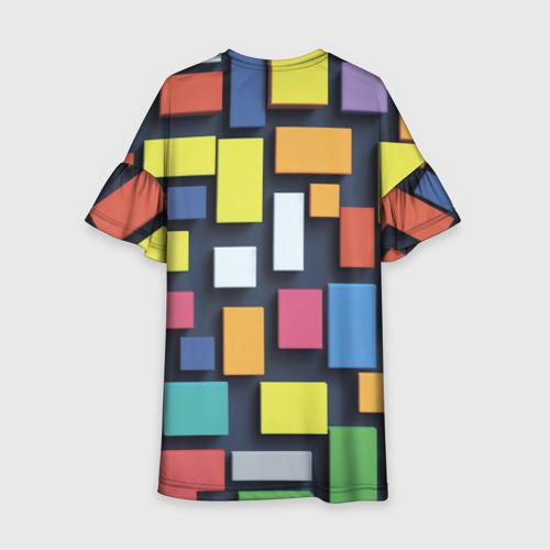 Детское платье 3D Тетрис цветные кубики, цвет 3D печать - фото 2