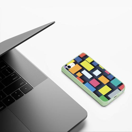 Чехол для iPhone 5/5S матовый Тетрис цветные кубики, цвет салатовый - фото 5
