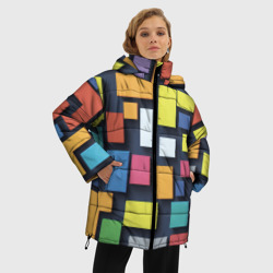 Женская зимняя куртка Oversize Тетрис цветные кубики - фото 2