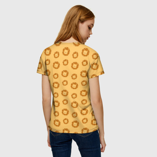 Женская футболка 3D с принтом Милый лев паттерн, вид сзади #2