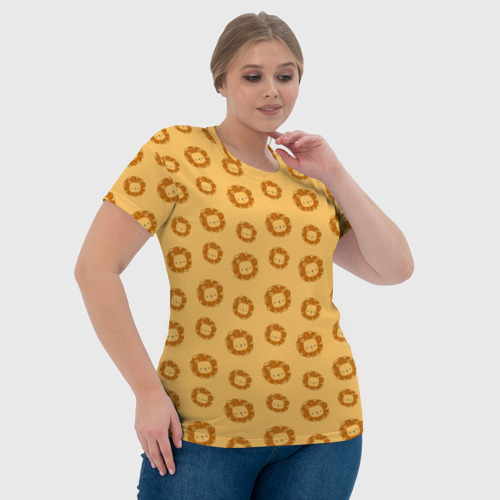 Женская футболка 3D с принтом Милый лев паттерн, фото #4