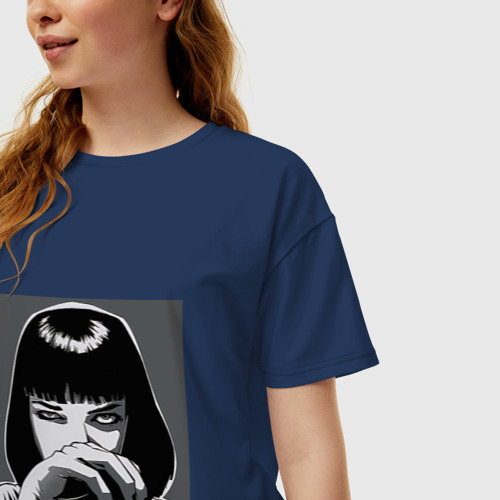 Женская футболка хлопок Oversize с принтом Mia Wallace, фото на моделе #1
