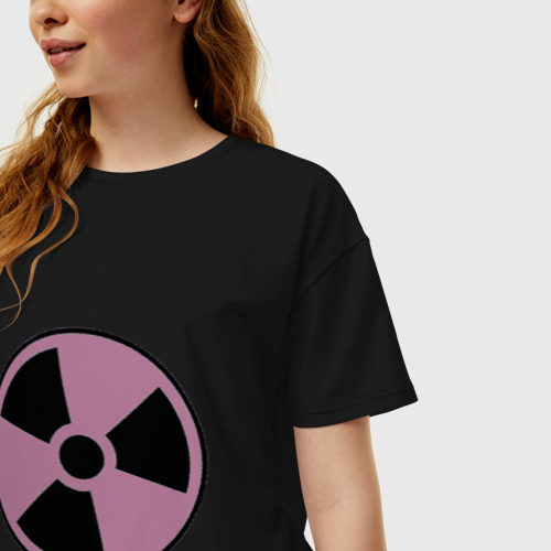 Женская футболка хлопок Oversize Nuclear dander, цвет черный - фото 3