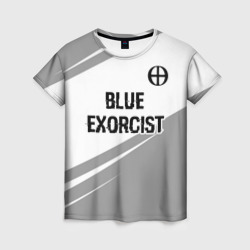 Женская футболка 3D Blue Exorcist glitch на светлом фоне: символ сверху