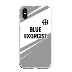 Чехол для iPhone XS Max матовый Blue Exorcist glitch на светлом фоне: символ сверху